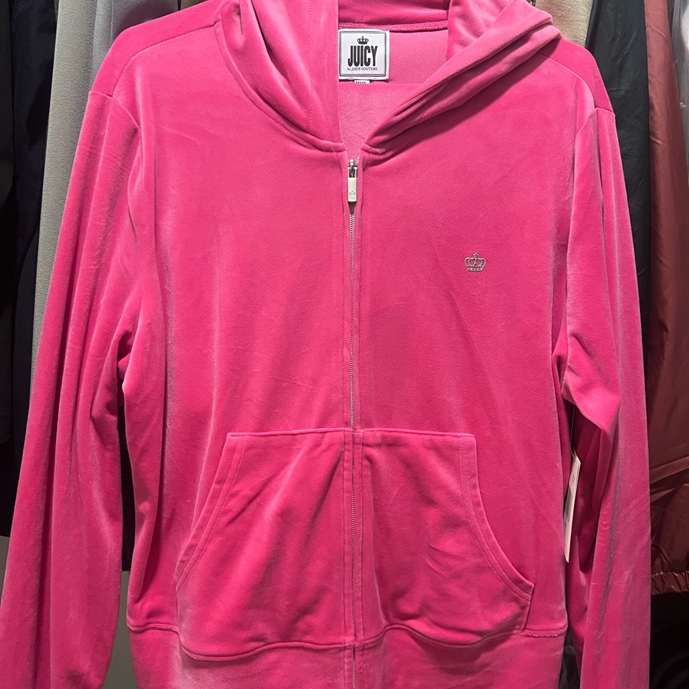Juicy Couture Bright Pink Velour Zip Hoodie Set